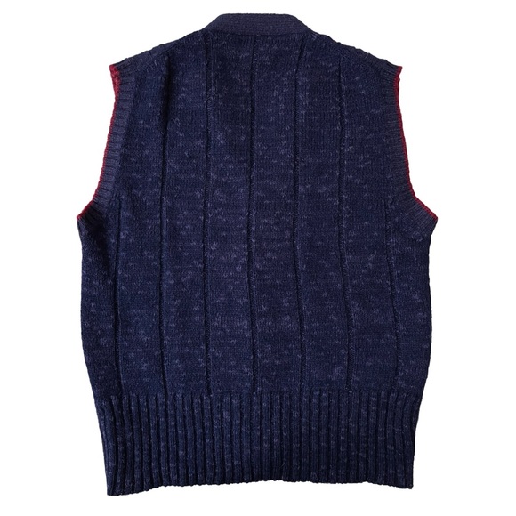 Gant Men’s Cable Knit Sweater Vest Blue Wool Cotton Size Small Hand Framed - Picture 2 of 8